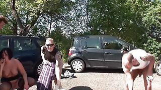 Hot German Chick With An Amazing Bod Gets Gang-fucked Outdoors